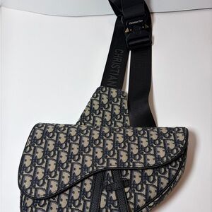 Dior Black and Beige Saddle Bag
